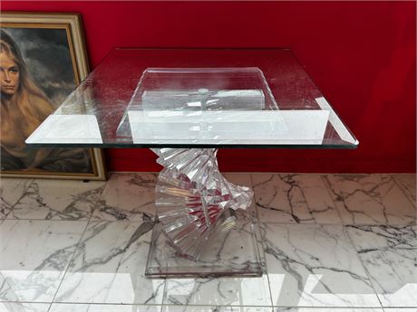 MCM Spiral Lucite Side Table