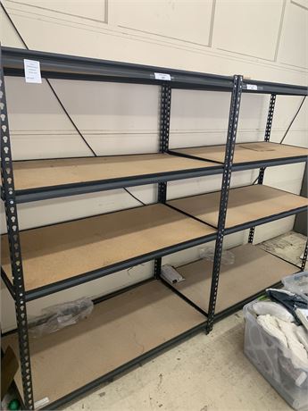 Metal Shelving Unit W/Particle Board Shelves Set of 2