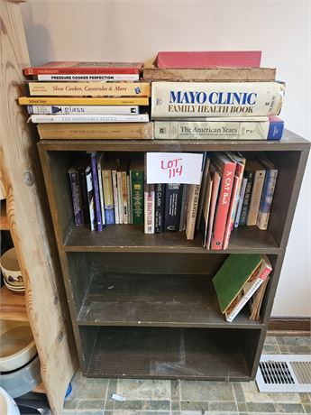 Wood Bookshelf With Books- Animal, Fiction & More