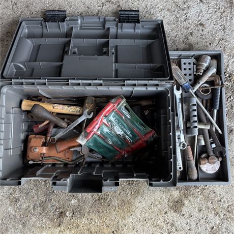 Plano Gray Toolbox Loaded with Mixed Hand Tools