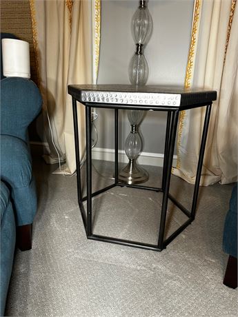 Hammered Metal Look Accent Table