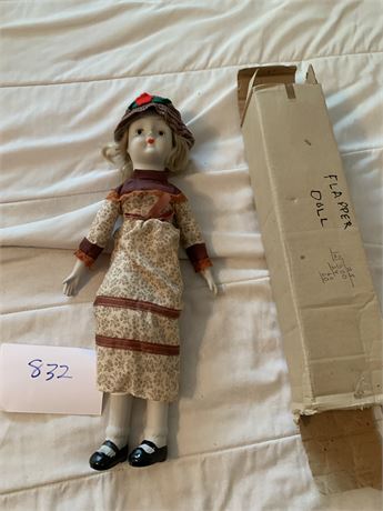 Vintage Porcelain and Cloth Walda Victorian Style Doll From The 1970s