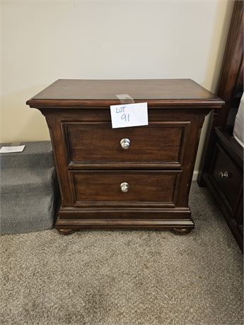 Wood Nightstand With Drawers