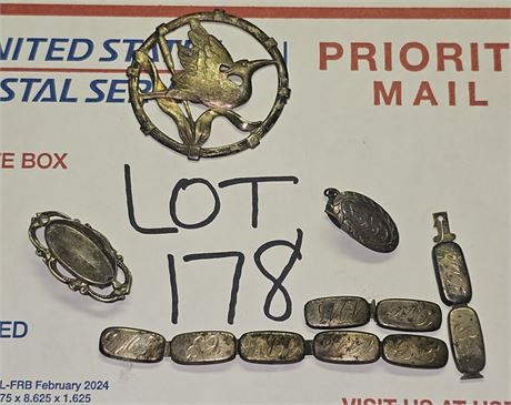 Sterling Victorian Era Mixed Damaged Jewelry - Scrap    0.88 ozt