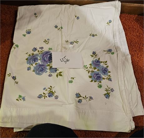 Vintage Blue Rose Table Cloth