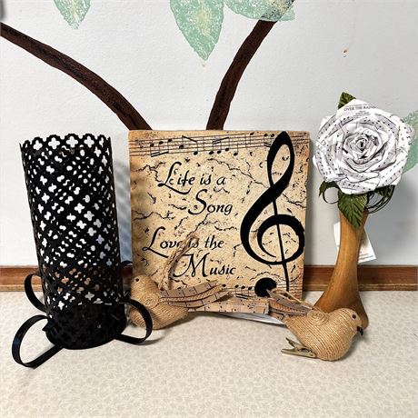 Sheet Music Themed Home Decor Items - Canvas, Candle Holder, Etc.
