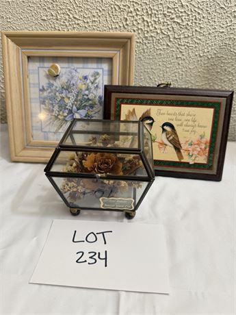 Vintage Home Decor- Wall Art, Floral Box