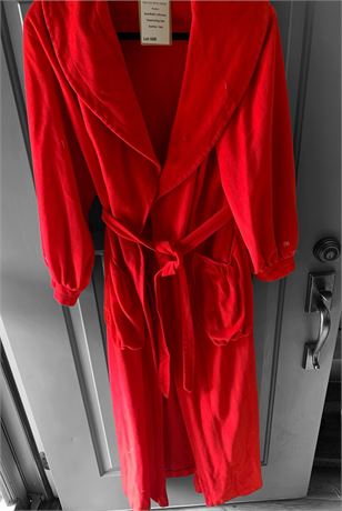 Vintage Pierre Cardin Red Fleece/Fuzzy Carpet Belted Robe W/Pockets Size M