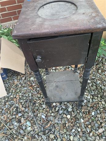 Antique Wood Washbowl Cigar Or Smoking Stand