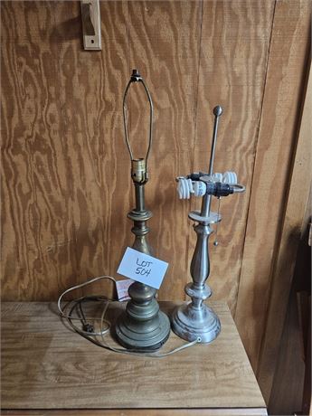 Vintage Brass Lamp & Brush Silver Lamp