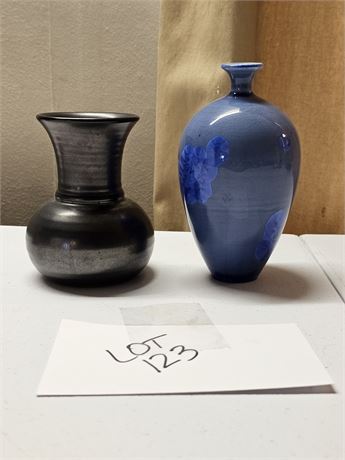 Prinknash 4" Pottery Vase & Signed 1989 S.Shear Crystalline Vase