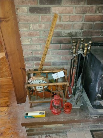 Fireplace Cleanout : Tools / Clock / Slate Painting / Magazine Rack & More