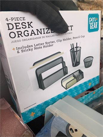 Office Supply Lot - 4 Piece Organizer (New) - Stapler (New) & More