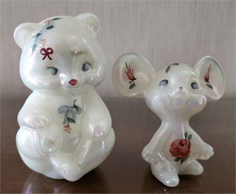 Fenton Handpainted Mouse & Bear