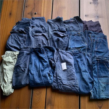 Homemade Pants & Jeans Approx Sizes S, M, L - Some Fleece Lined, Unique Zippers