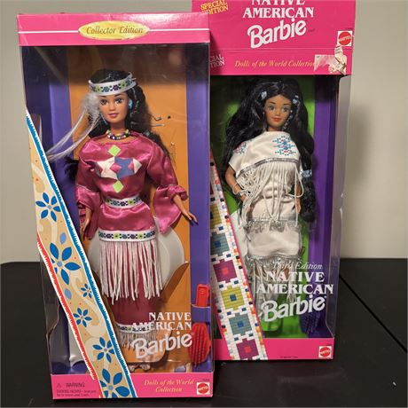 1994/1996 Dolls of the World 3rd/5th Ed. Native American Barbies - Open Box