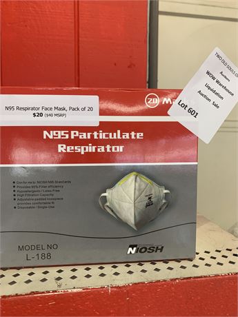 Harley N95 Particulate Respirator Face Masks (Model No. L-188) Pk of 20