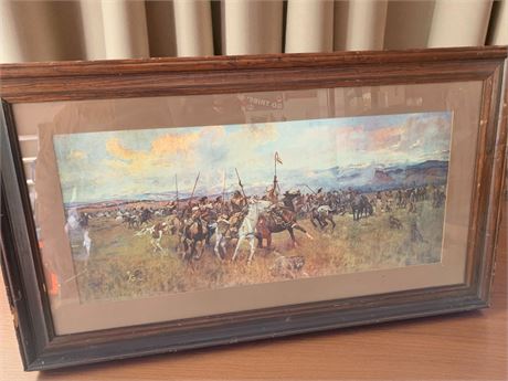 Wood Framed Art Print Lewis and Clark Meeting the Flatheads by Charles M Russell