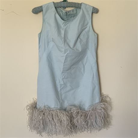 C. 1930s/40s Hand Stitched Ostrich Feather Trim Dress