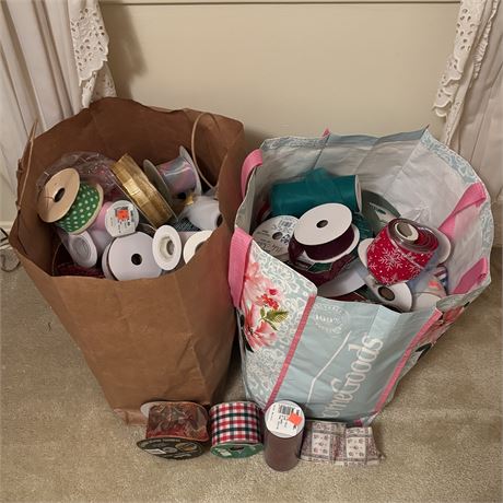 Two Large Bags Filled w/ Used & New Ribbon
