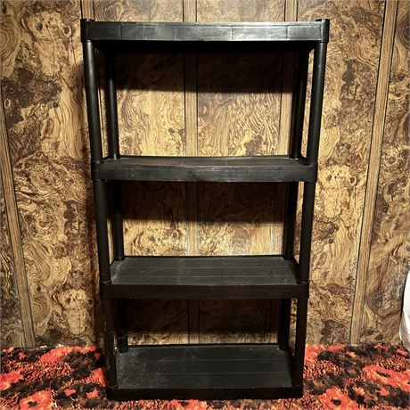 4 Tier Black Plastic Storage Shelves - 57"T x 32"L