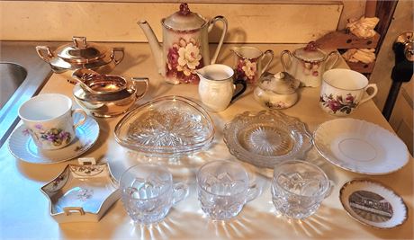 Assorted Glass, China, Teapot, Etc