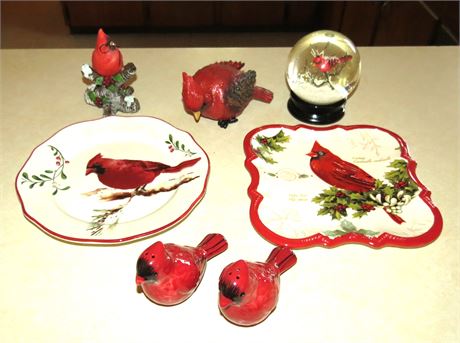 Cardinal Plates, S&P Shakers, Snow Globe, Figurines