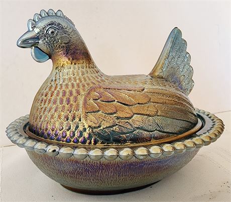 Indiana Carnival Glass Hen On Nest
