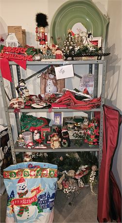 Large Mixed Christmas Lot: Figurine, Garland, Storage, Supplies, Snowmen & More