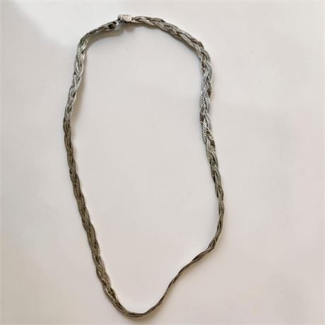 16" Sterling Silver Italian Braided Herringbone Chain Necklace
