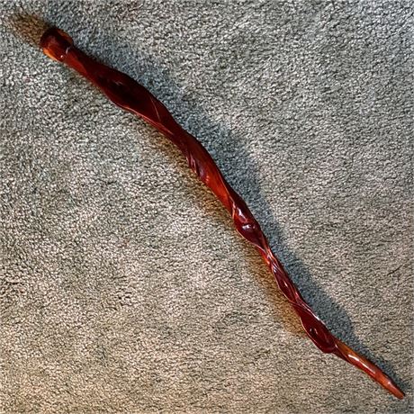 Natural Diamond Willow Wood Walking Cane w/ Carved Handle - 37"