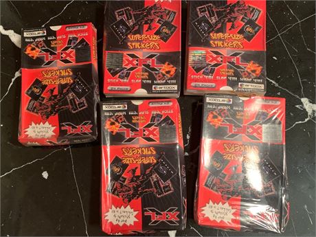 2001 XFL Super-Size Sticker Boxes by Artbox Lot of 5