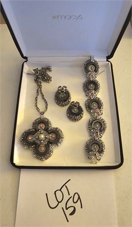 Vintage Parure Maltese Set Necklace/Bracelet & Earrings ( One Back Is Broke)