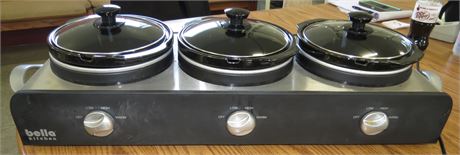Bella Kitchen Triple Crock Pot Slow Cooker Buffet Server
