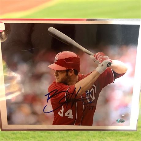 Bryce Harper Autographed 8 x10 Photograph with GSA Letter of Authenticity