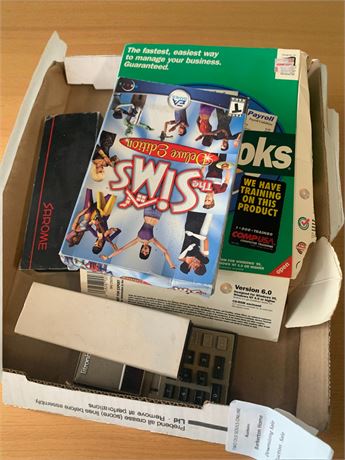 Computer Software The Sims Quickbooks, Litronix Calculator, Ink Pens