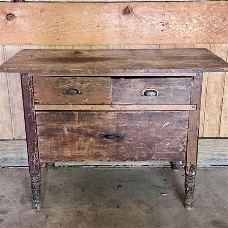 Antique Workbench Cabinet - 42.5 x 20.5 x 30.5"T
