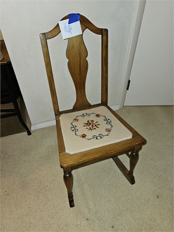 Antique Wood Needlepoint Rocking Chair