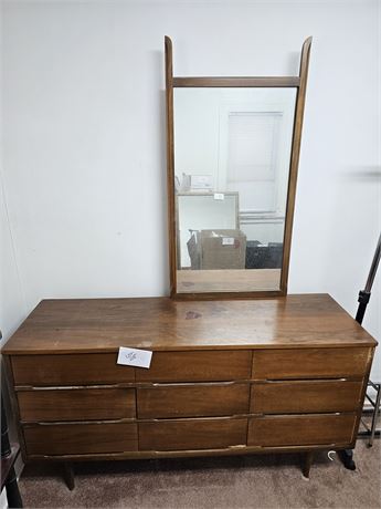 Wood Dresser & Mirror