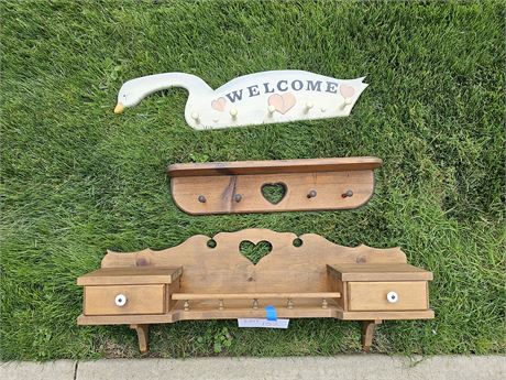 Wall Shelf Lot: Country Style Wood Shelves