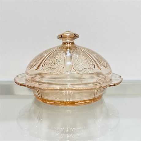 Jeannette Pink Depression Glass Covered Butter Dish