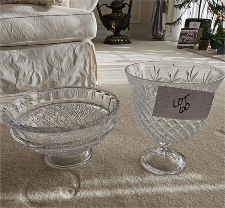 Shannon Crystal Centerpiece Vase & Towle Leaded Crystal Footed Punch Bowl