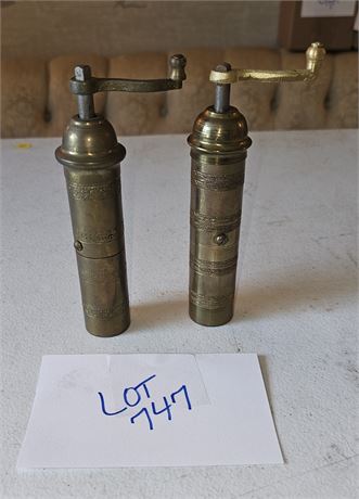 Antique Brass Coffee / Spice Grinders Made in Greece