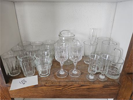 Mixed Drinking Glasses & Ball Pitcher