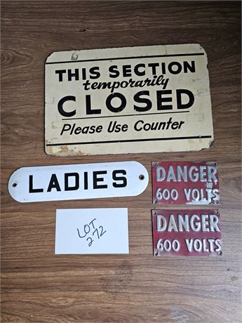 Vintage Enamel Ladies Sign / Closed Sign & More