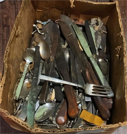 Vintage Tarnished Silverware/Cutlery/Flatware Lot (1 Box)