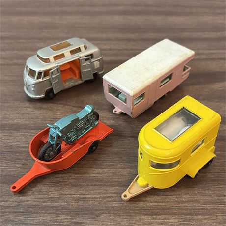 Matchbox Lesney Mixed Trailers/Campers Lot of 4 w/ No. 43 Pony Trailer