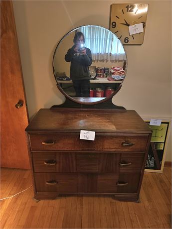 Vintage Waterfall Dresser With Mirror
