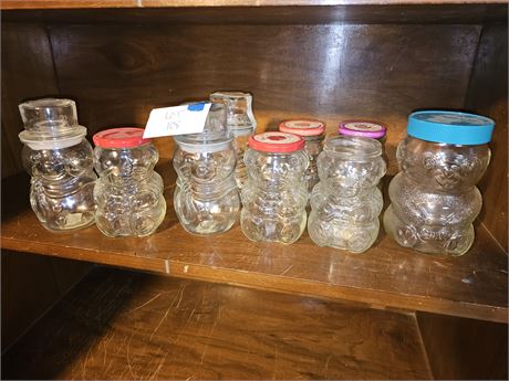 Vintage Bear Glass Jars / Skippy / Kraft & Snowman Candy Containers