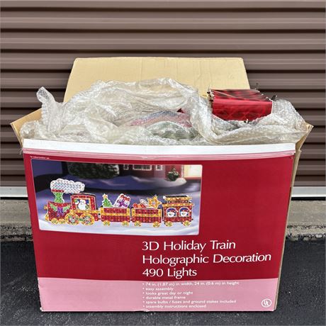 3D Holiday Train Holographic Decoration (74”W, 24”H)